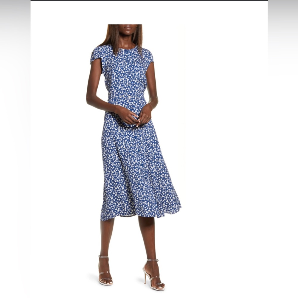 Reformation Blue Floral Midi Dress